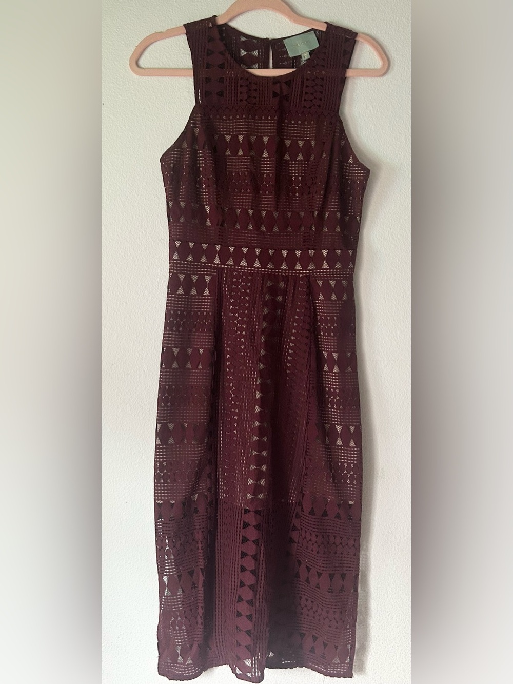 Skies Are Blue Sleeveless Lace Midi Dress - Burgundy